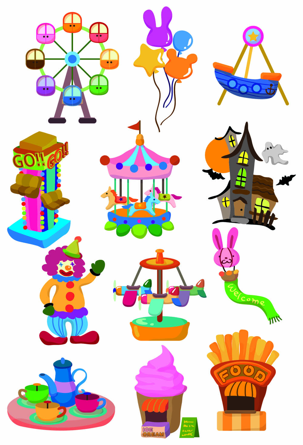 cute cartoon icon playground 02 vector