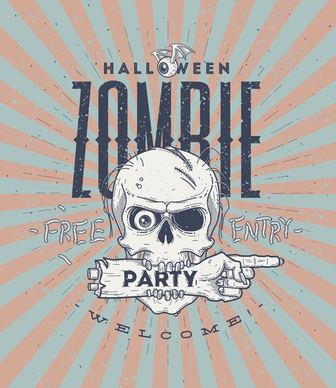 vintage halloween party vector poster set