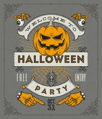 vintage halloween party vector poster set