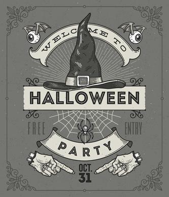 vintage halloween party vector poster set