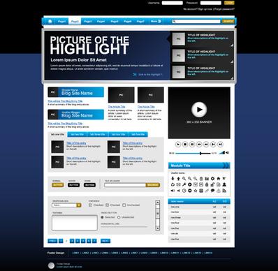 blue with gray style website template vector