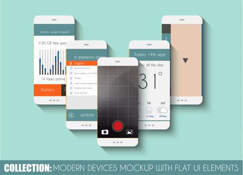 mobile devices mockup with flat ui elements vector