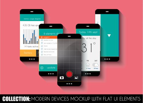 mobile devices mockup with flat ui elements vector