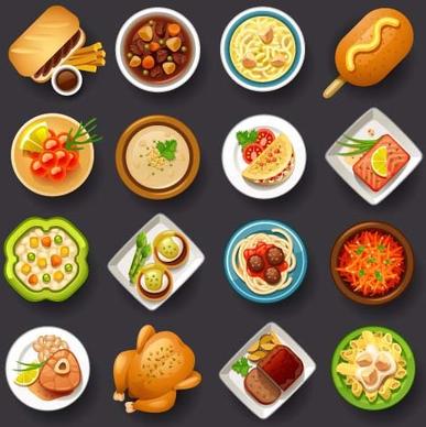 dofferemt food icons set vector