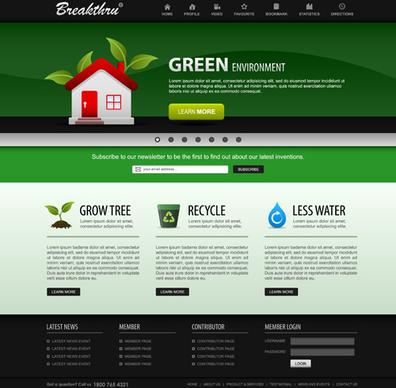 green environment style website template vector