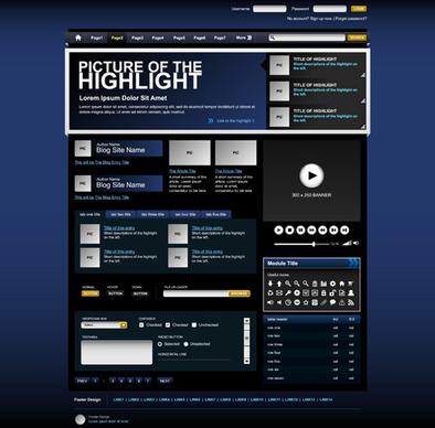 creative black template website vector design