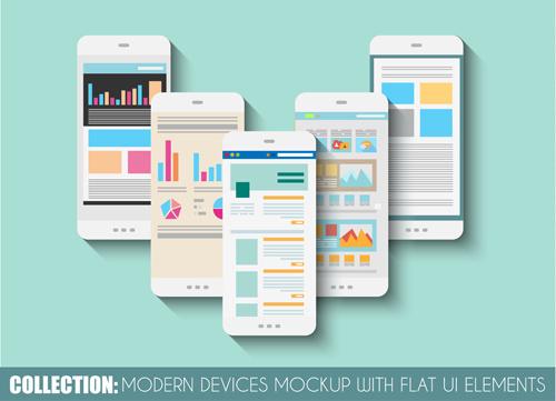 mobile devices mockup with flat ui elements vector