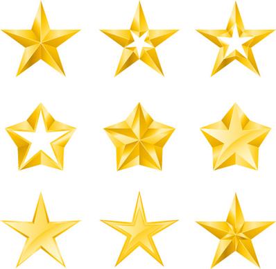 cute stars icons set vector