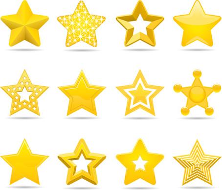 cute stars icons set vector