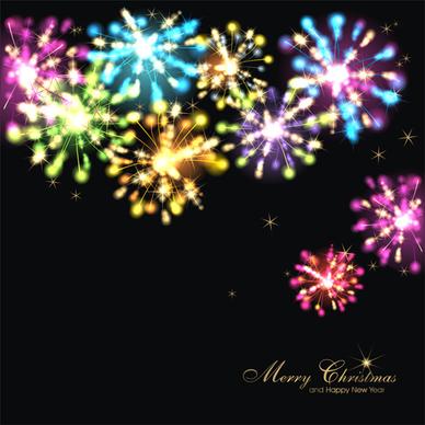 fireworks christmas art background vector