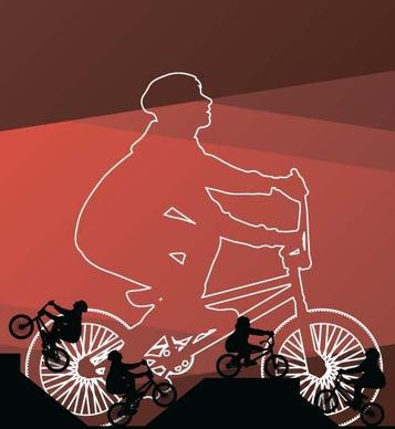 set of extreme bikers vector silhouettes