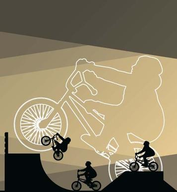 set of extreme bikers vector silhouettes