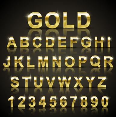 shining gold letters and numbers vector