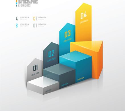 3d infographic modern template vector