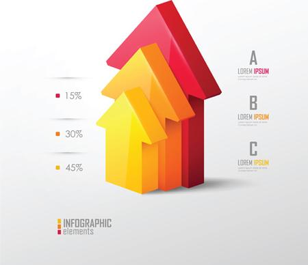 3d infographic modern template vector