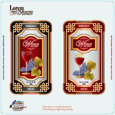 exquisite wine labels template vector design