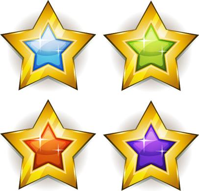 shining gold stars icons vector