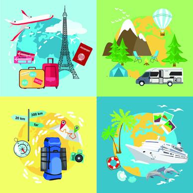 world travel design elements vector illustration