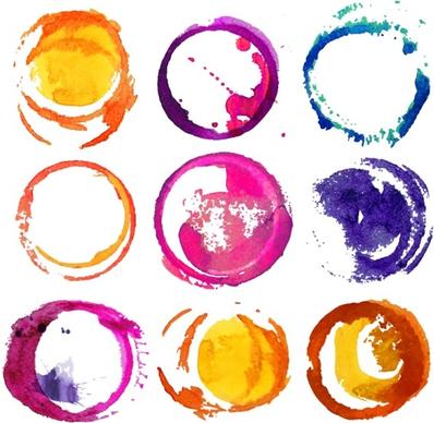 watercolor round design vector