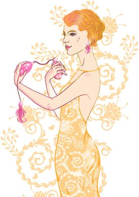 hand drawn fashion model vector