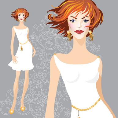 hand drawn fashion model vector