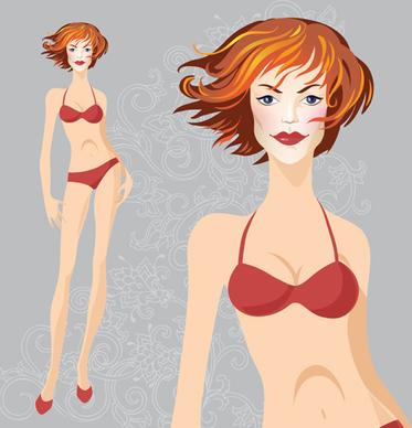 hand drawn fashion model vector