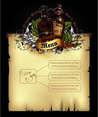 pub beer menu vintage styles vector