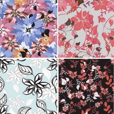 flower vintage vector seamless pattern set