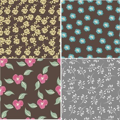 flower vintage vector seamless pattern set