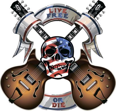 music with skull background art vector