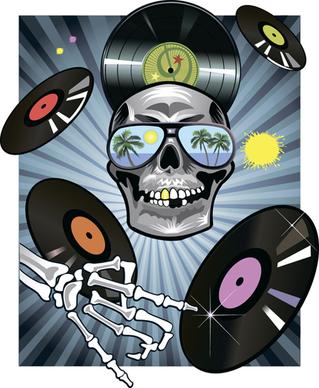 music with skull background art vector