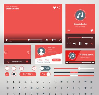 mobile flat ui kit vector design