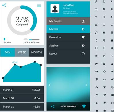 mobile flat ui kit vector design