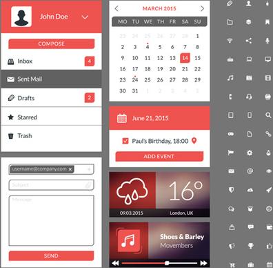 mobile flat ui kit vector design