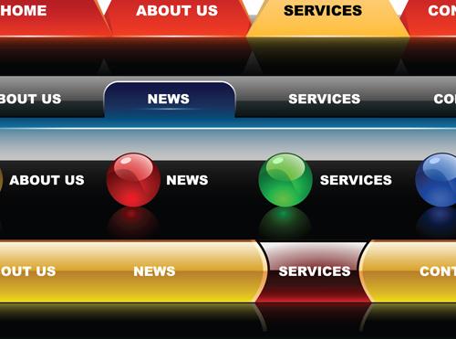 web sites menu vectors set