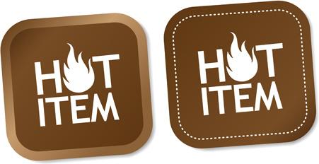 hot item square labels vector