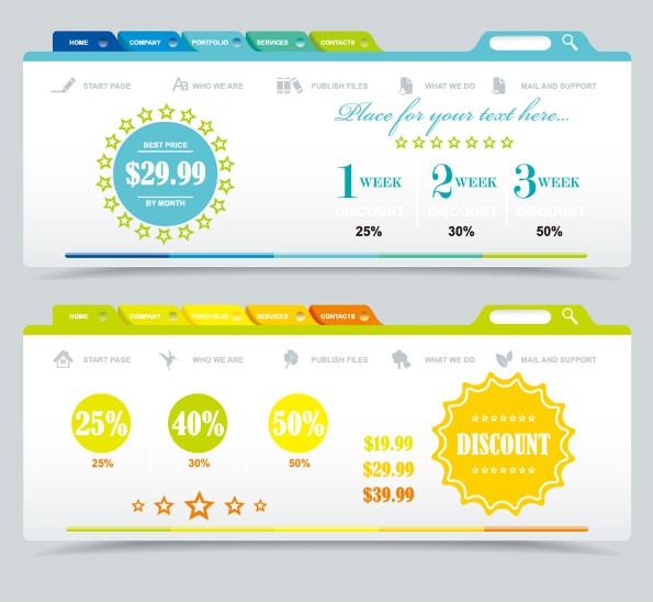 sale website menu with banners ui vector