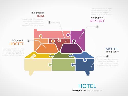 puzzle infographics template vector