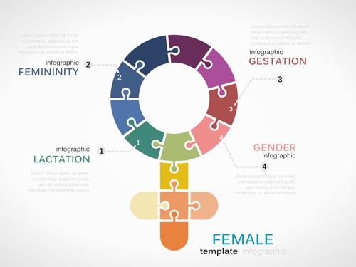 puzzle infographics template vector