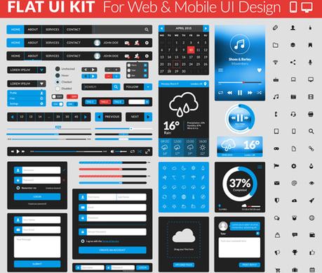 website with mobile flat ui design vector