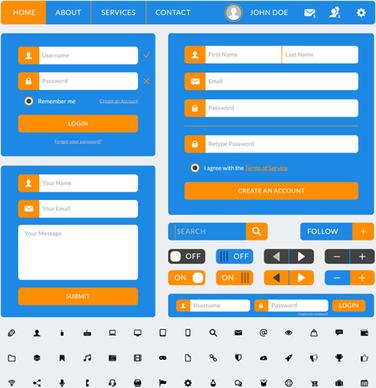 website with mobile flat ui design vector