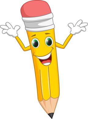 funny cartoon pencil vector