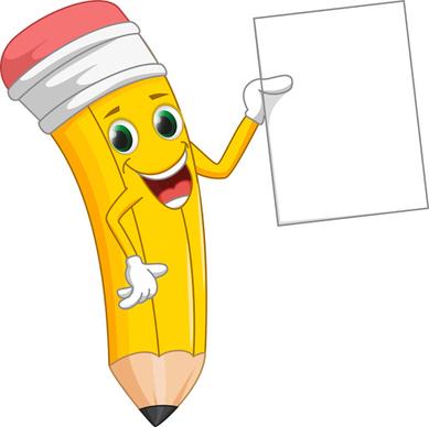 funny cartoon pencil vector