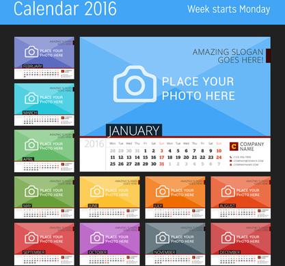 desk calendar16 with your photo vector