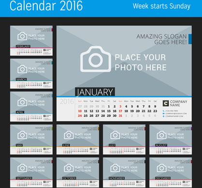 desk calendar16 with your photo vector