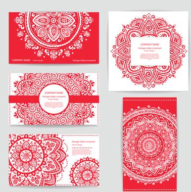 vintage indian ornament pattern cards vector