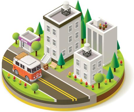 buildings model isometric vector