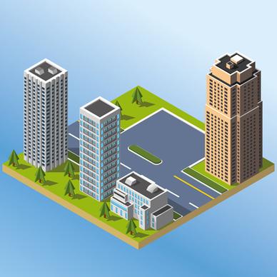 city buildings flat template vector