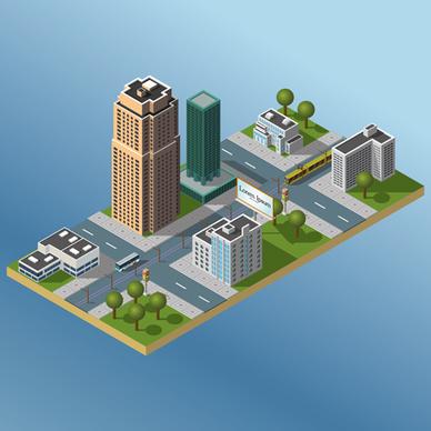 city buildings flat template vector