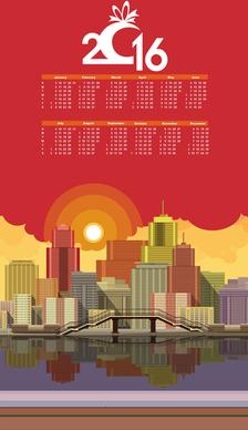 modern city with calendar16 vector